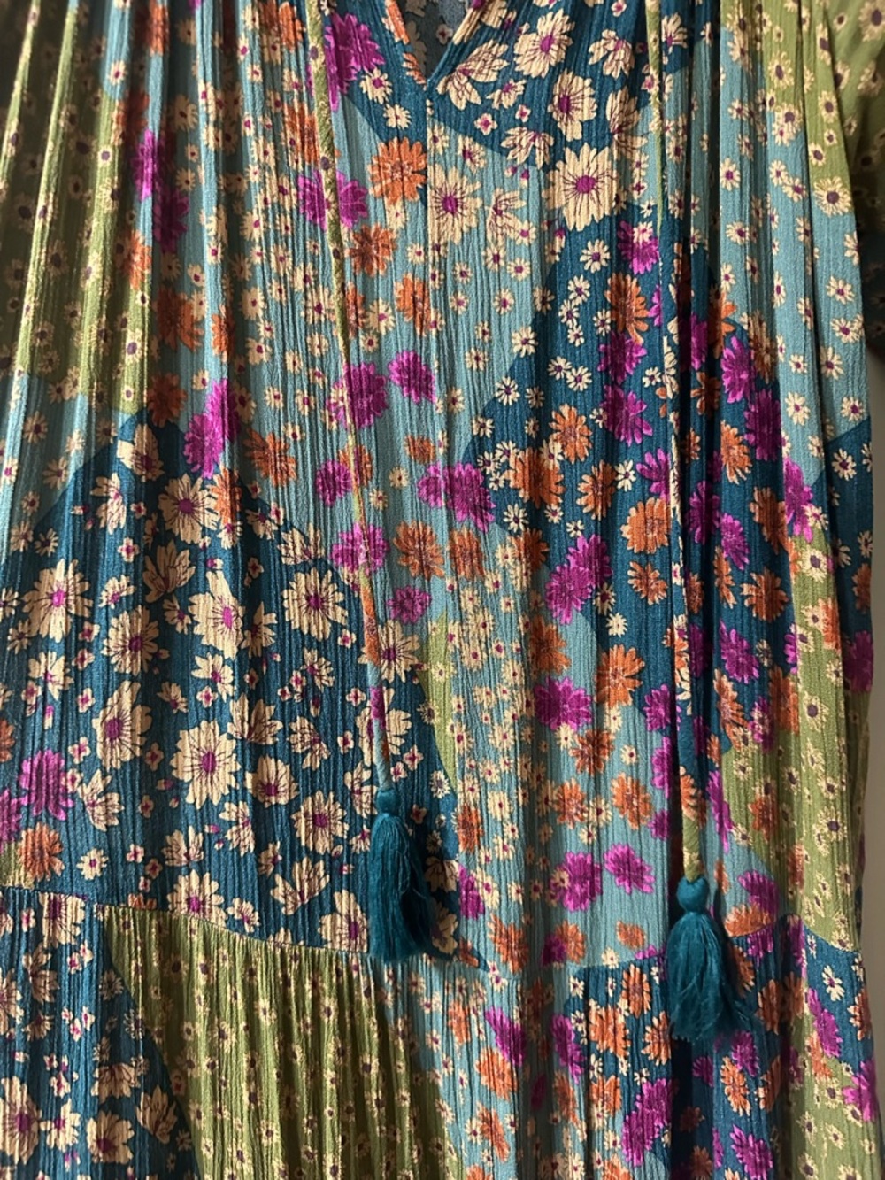Easel brand Bohemian Floral Maxi Dress in Teal & Olive - Picture 2 of 4